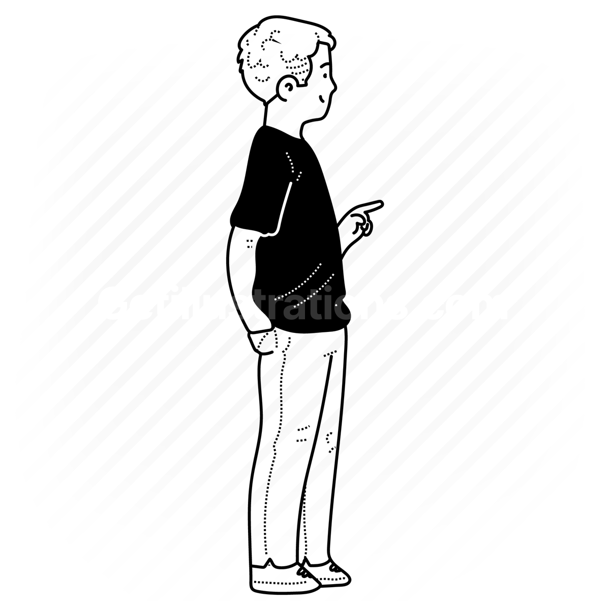 child, boy, male, trousers, point, pointing, blond